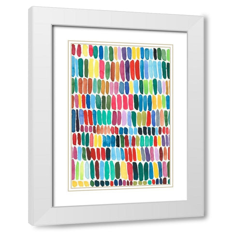 Rainbow Marks I White Modern Wood Framed Art Print with Double Matting by Moore, Regina
