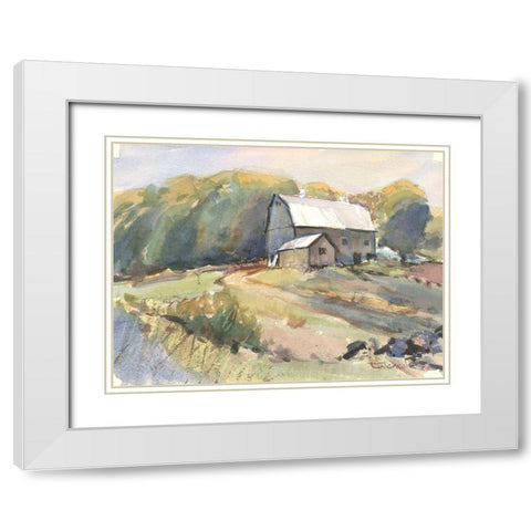 Shaker Farm Somers Connecticut White Modern Wood Framed Art Print with Double Matting by Calcasola, Stephen