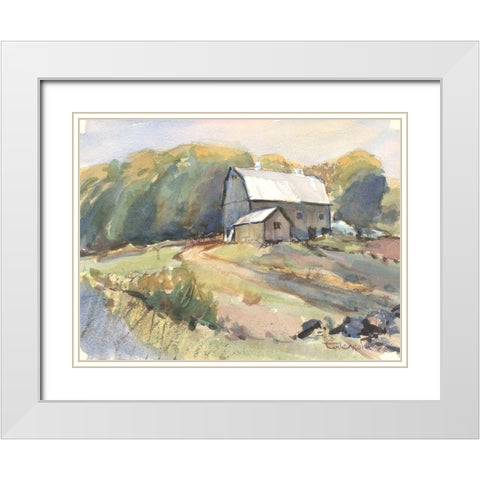 Shaker Farm Somers Connecticut White Modern Wood Framed Art Print with Double Matting by Calcasola, Stephen