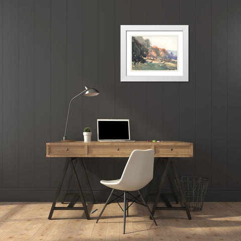 Sunlit Pasture II White Modern Wood Framed Art Print with Double Matting by Calcasola, Stephen
