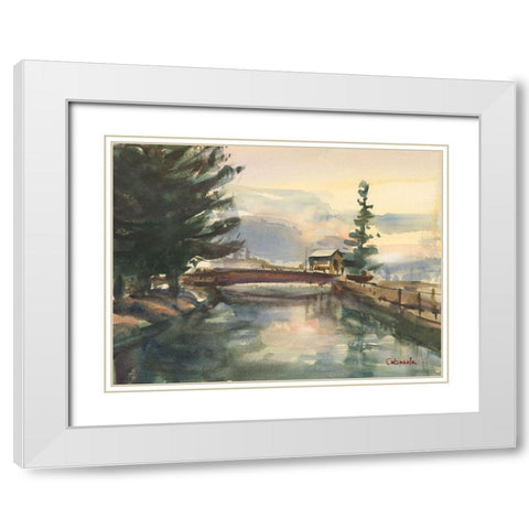 Mill Canal Springfield Massachusetts White Modern Wood Framed Art Print with Double Matting by Calcasola, Stephen