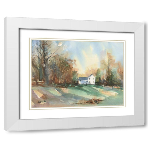Back Road Bungalow White Modern Wood Framed Art Print with Double Matting by Calcasola, Stephen