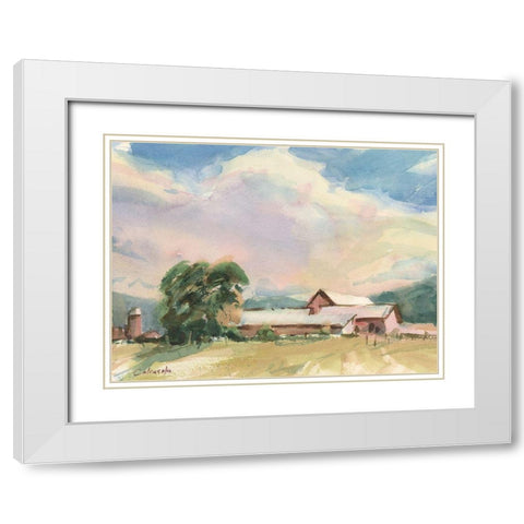 Elm Knoll Farm White Modern Wood Framed Art Print with Double Matting by Calcasola, Stephen