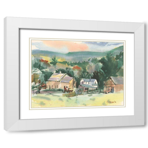 Valley Farm White Modern Wood Framed Art Print with Double Matting by Calcasola, Stephen