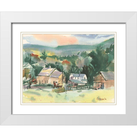 Valley Farm White Modern Wood Framed Art Print with Double Matting by Calcasola, Stephen