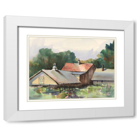 Shaker Barns White Modern Wood Framed Art Print with Double Matting by Calcasola, Stephen