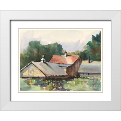 Shaker Barns White Modern Wood Framed Art Print with Double Matting by Calcasola, Stephen