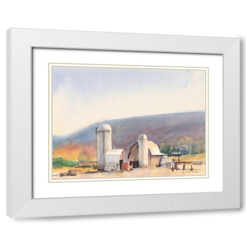 Farm in Ithaca NY White Modern Wood Framed Art Print with Double Matting by Calcasola, Stephen