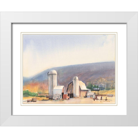 Farm in Ithaca NY White Modern Wood Framed Art Print with Double Matting by Calcasola, Stephen