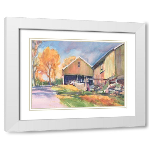 Country Road White Modern Wood Framed Art Print with Double Matting by Calcasola, Stephen