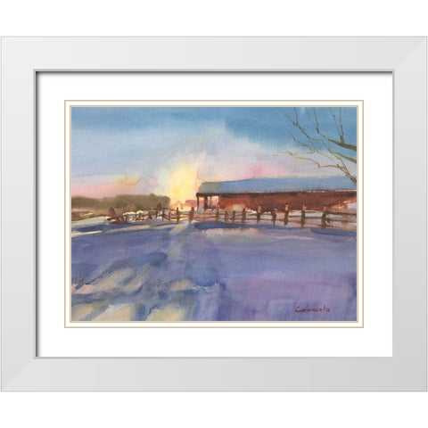 Long Barn at Sunset White Modern Wood Framed Art Print with Double Matting by Calcasola, Stephen