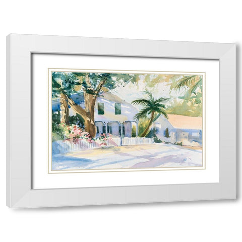Bermuda Watercolor White Modern Wood Framed Art Print with Double Matting by Calcasola, Stephen