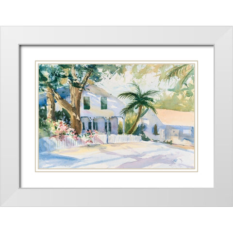 Bermuda Watercolor White Modern Wood Framed Art Print with Double Matting by Calcasola, Stephen