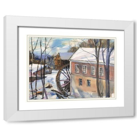 The Old Watermill White Modern Wood Framed Art Print with Double Matting by Calcasola, Stephen