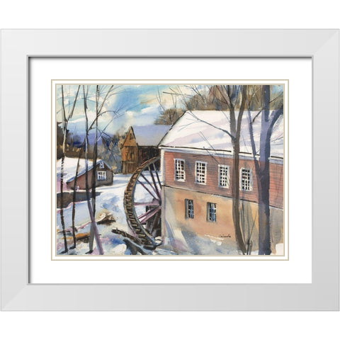 The Old Watermill White Modern Wood Framed Art Print with Double Matting by Calcasola, Stephen