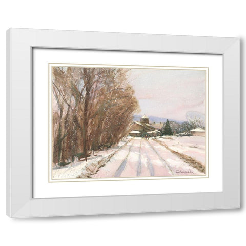 Indian Orchard Greek Orthodox Church White Modern Wood Framed Art Print with Double Matting by Calcasola, Stephen