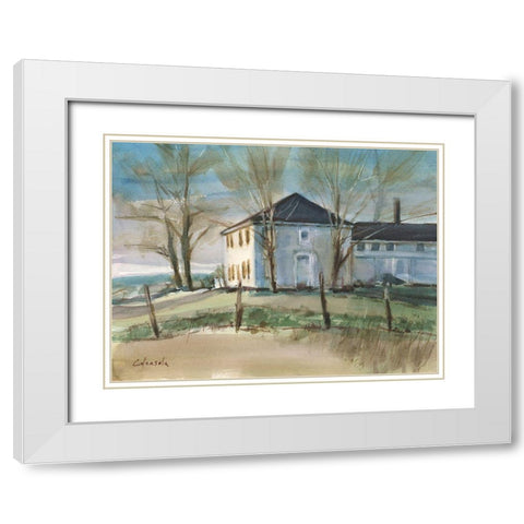 Old Colonial in Ellington Connecticut White Modern Wood Framed Art Print with Double Matting by Calcasola, Stephen