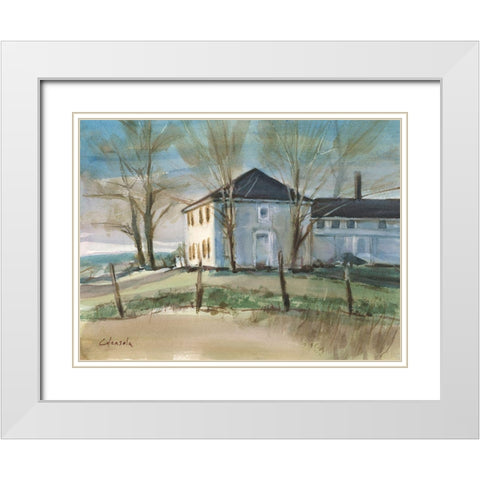Old Colonial in Ellington Connecticut White Modern Wood Framed Art Print with Double Matting by Calcasola, Stephen