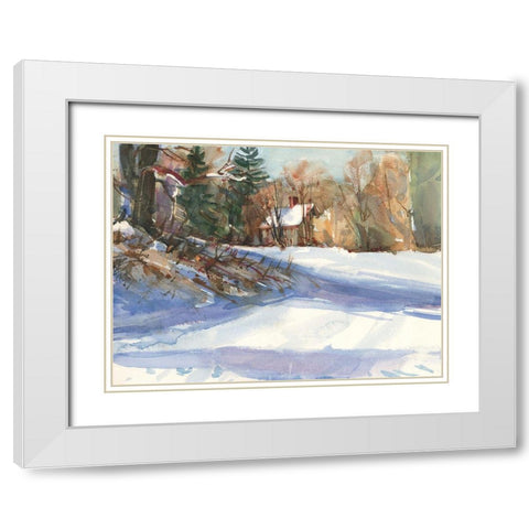 Snow Shadows White Modern Wood Framed Art Print with Double Matting by Calcasola, Stephen