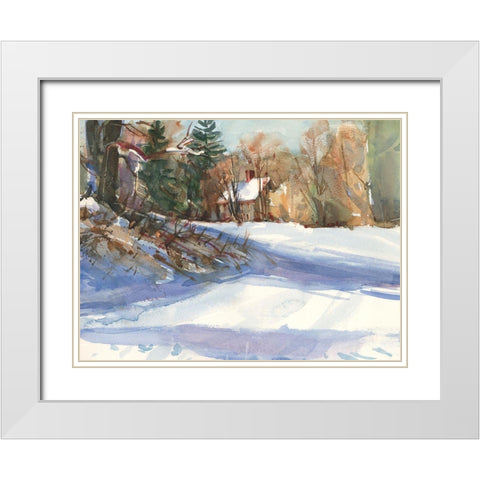Snow Shadows White Modern Wood Framed Art Print with Double Matting by Calcasola, Stephen