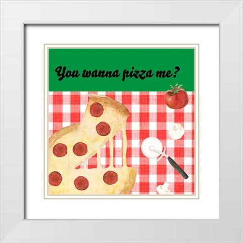 Pizza my Heart II White Modern Wood Framed Art Print with Double Matting by Longley, Alicia