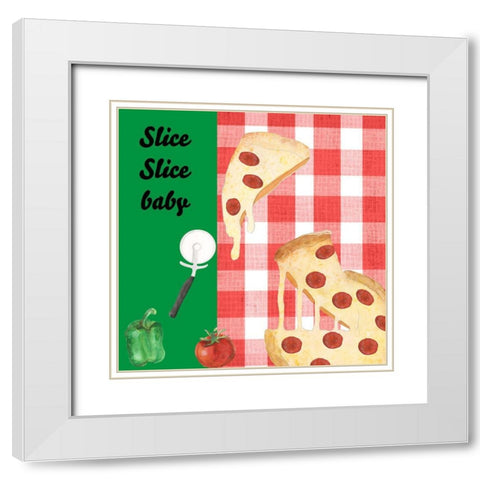 Pizza my Heart III White Modern Wood Framed Art Print with Double Matting by Longley, Alicia