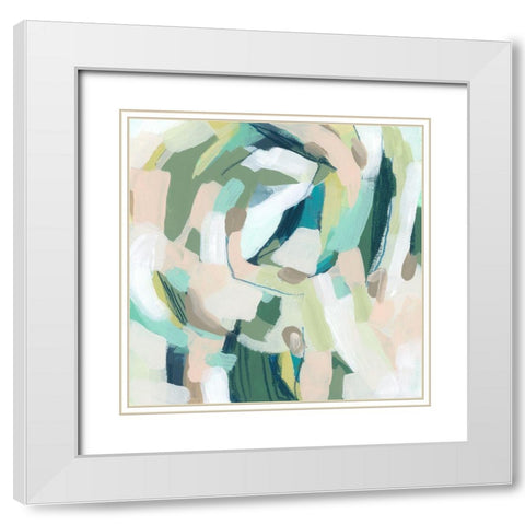 Verdant Matrix II White Modern Wood Framed Art Print with Double Matting by Vess, June Erica
