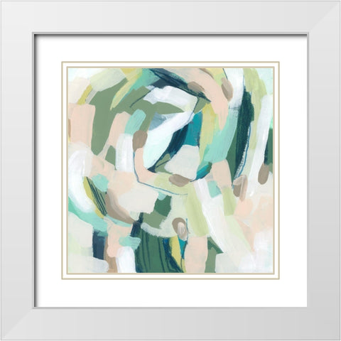 Verdant Matrix II White Modern Wood Framed Art Print with Double Matting by Vess, June Erica