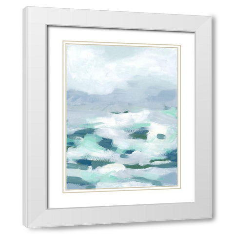 Seafoam Surf I White Modern Wood Framed Art Print with Double Matting by Vess, June Erica