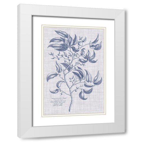 Navy And Linen Botanical III White Modern Wood Framed Art Print with Double Matting by Vision Studio