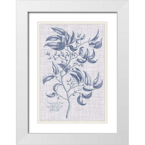 Navy And Linen Botanical III White Modern Wood Framed Art Print with Double Matting by Vision Studio