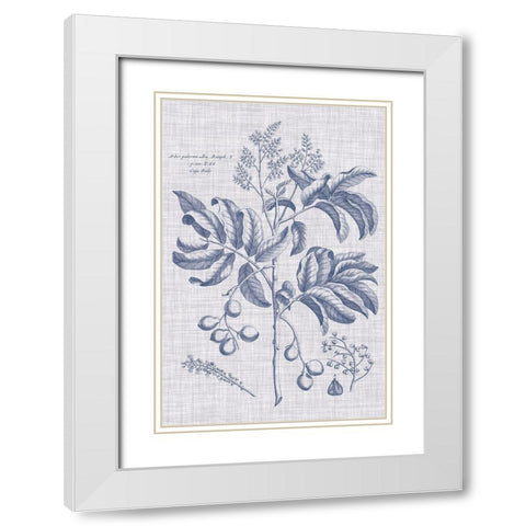 Navy And Linen Botanical IV White Modern Wood Framed Art Print with Double Matting by Vision Studio