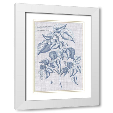 Navy And Linen Botanical VI White Modern Wood Framed Art Print with Double Matting by Vision Studio