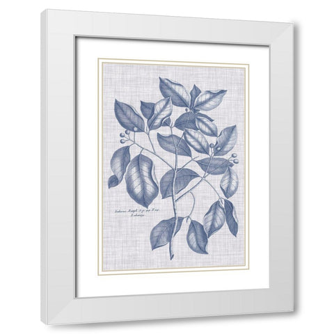 Navy And Linen Botanical VII White Modern Wood Framed Art Print with Double Matting by Vision Studio