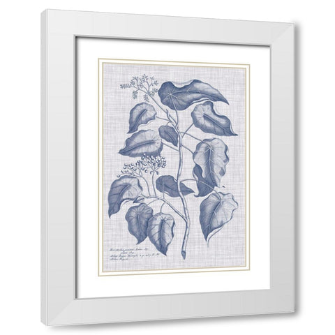 Navy And Linen Botanical VIII White Modern Wood Framed Art Print with Double Matting by Vision Studio