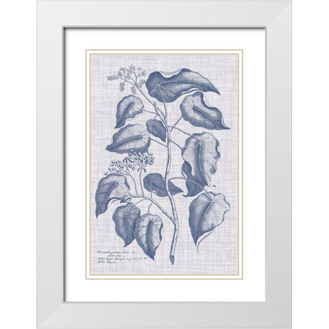 Navy And Linen Botanical VIII White Modern Wood Framed Art Print with Double Matting by Vision Studio