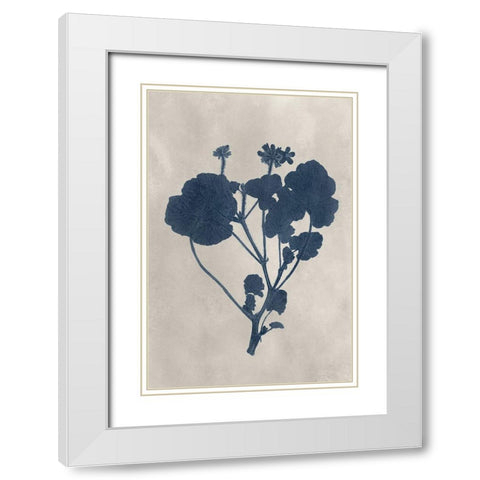 Navy Pressed Flowers II White Modern Wood Framed Art Print with Double Matting by Vision Studio