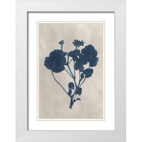 Navy Pressed Flowers II White Modern Wood Framed Art Print with Double Matting by Vision Studio