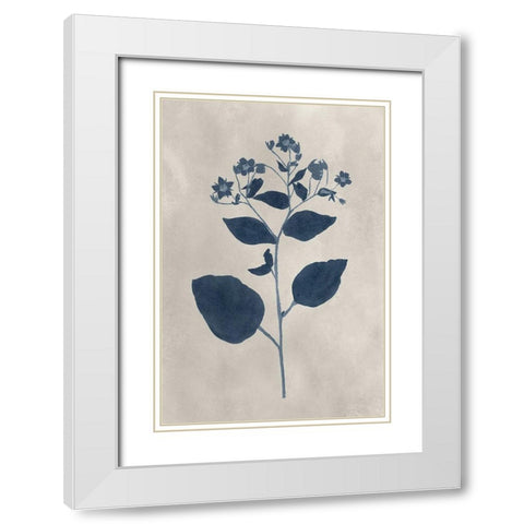 Navy Pressed Flowers III White Modern Wood Framed Art Print with Double Matting by Vision Studio