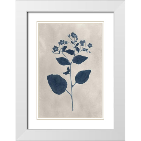 Navy Pressed Flowers III White Modern Wood Framed Art Print with Double Matting by Vision Studio