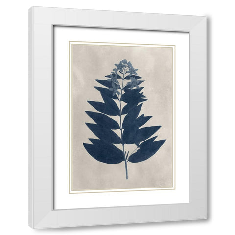 Navy Pressed Flowers IV White Modern Wood Framed Art Print with Double Matting by Vision Studio