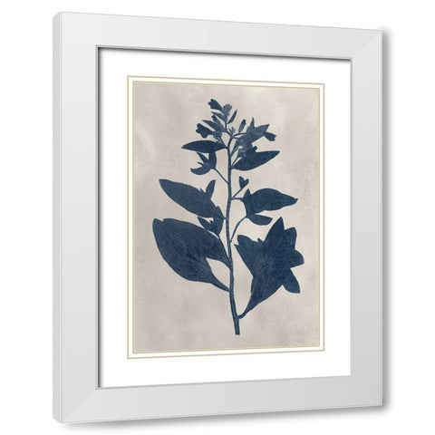 Navy Pressed Flowers VI White Modern Wood Framed Art Print with Double Matting by Vision Studio