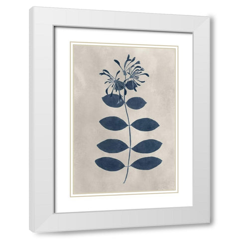 Navy Pressed Flowers IX White Modern Wood Framed Art Print with Double Matting by Vision Studio