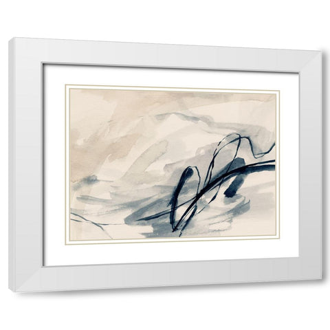 Intuitive Indigo Markings II White Modern Wood Framed Art Print with Double Matting by Barnes, Victoria