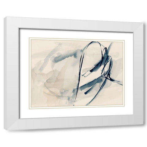 Intuitive Indigo Markings IV White Modern Wood Framed Art Print with Double Matting by Barnes, Victoria