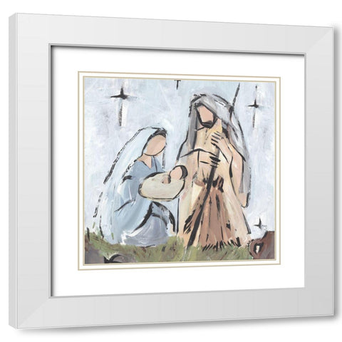 Starry Nativity I White Modern Wood Framed Art Print with Double Matting by Warren, Annie