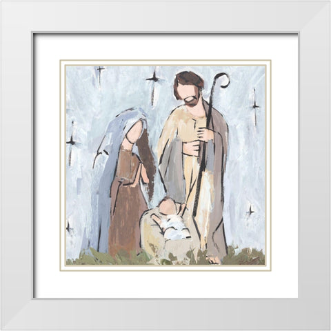 Starry Nativity II White Modern Wood Framed Art Print with Double Matting by Warren, Annie