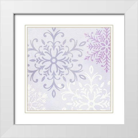 Pastel Snowflakes II White Modern Wood Framed Art Print with Double Matting by Barnes, Victoria