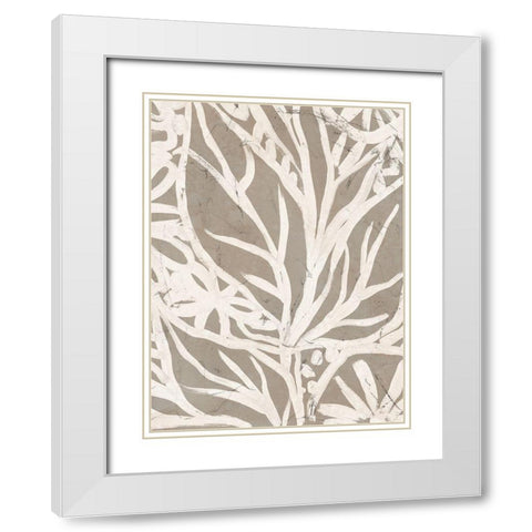Mudcloth Foliage II White Modern Wood Framed Art Print with Double Matting by Vess, June Erica