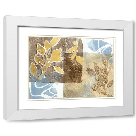 Embellished Leaf Inclusion I White Modern Wood Framed Art Print with Double Matting by Goldberger, Jennifer